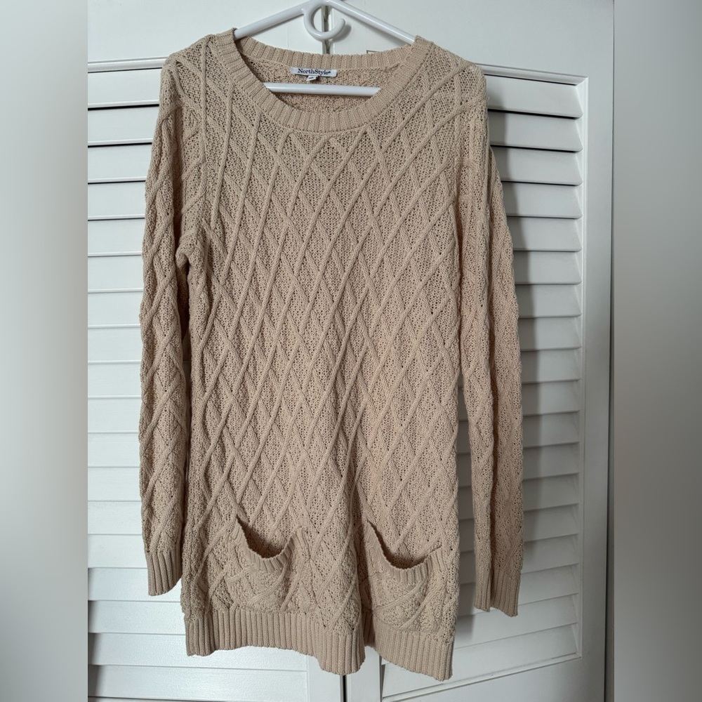 NorthStyle NK200 Cotton Cable Oatmeal Sweater size Large